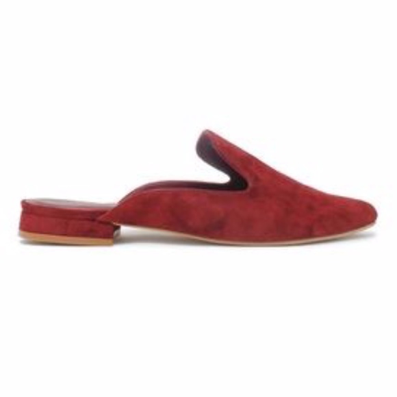 Able Lizbeth Cherry Suede Leather Slip On Slides Pointy Toe Sustainable Mules - Picture 3 of 6